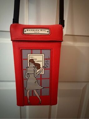Red Illustrated Crossbody London Phone Bag